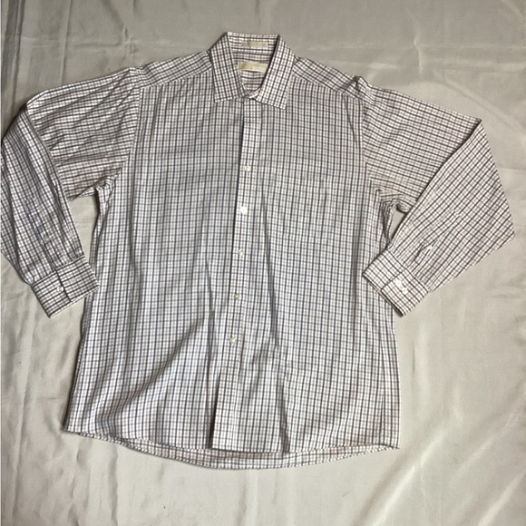 Michael Kors White and Blue Checkered Dress Shirt - Picture 1 of 6